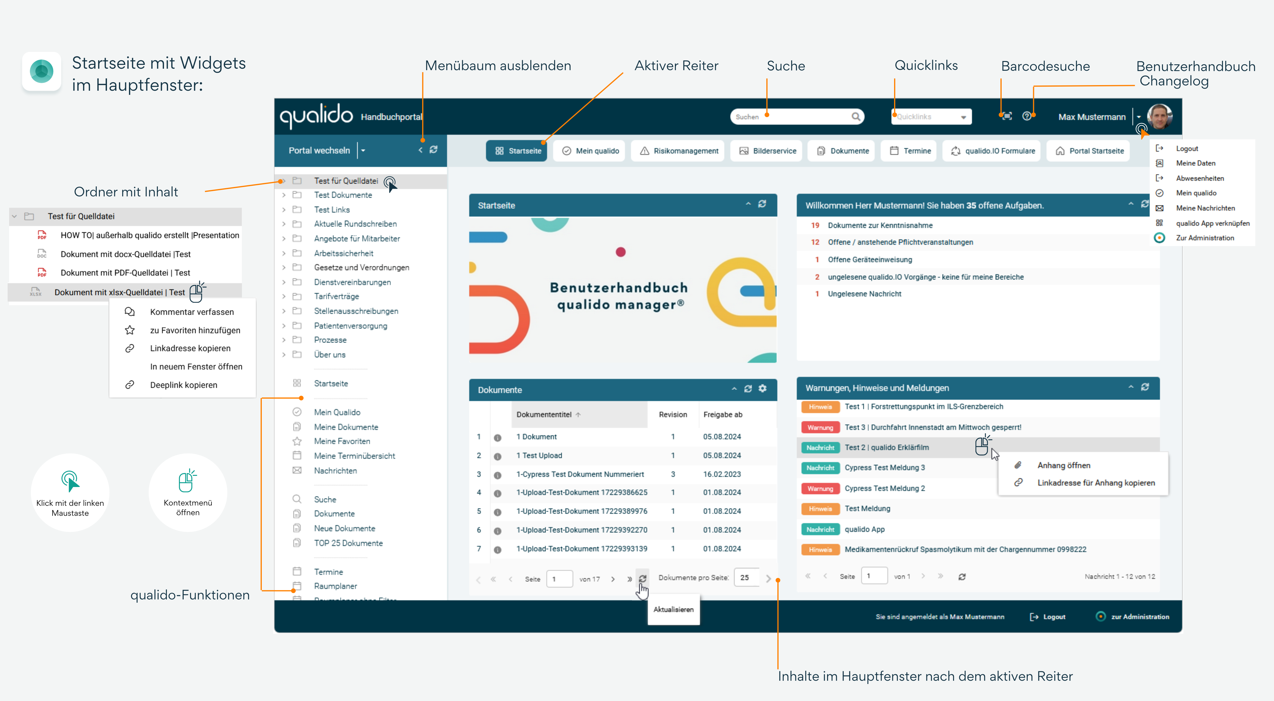 ei der Neuanmeldung wird die vom Administrator festgelegte Startseite angezeigt, entweder mit Widgets oder als CMS-Seite mit "Blöcken" und Shortcodes.